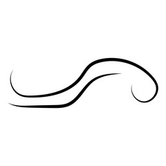 Wind line air swirl in doodle illustration style. Hand drawn doodle wind motion, smoke flow art, abstract line. Wave beach on Isolated vector illustration