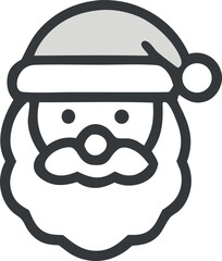 Icon Minimalist Santa Claus Vector Graphic with Grey Hat and White Beard for Festive Designs and Holiday Greetings