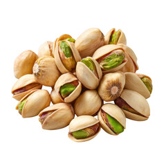 Pile of roasted pistachios isolated on transparent background