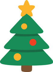Icon Cheerful christmas tree illustration with star and ornaments, perfect for holiday season graphic designs and cards