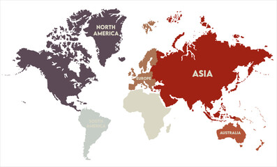 Vector global map-13,  world map, modern world map graphic, Countries Silhouettes Stock Illustrations, Vectors