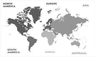 Naklejka premium Vector map-01, world map, modern world map graphic, Countries Silhouettes Stock Illustrations, Vectors