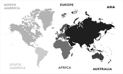 Naklejka premium Vector map-10, world map, modern world map graphic, Countries Silhouettes Stock Illustrations, Vectors