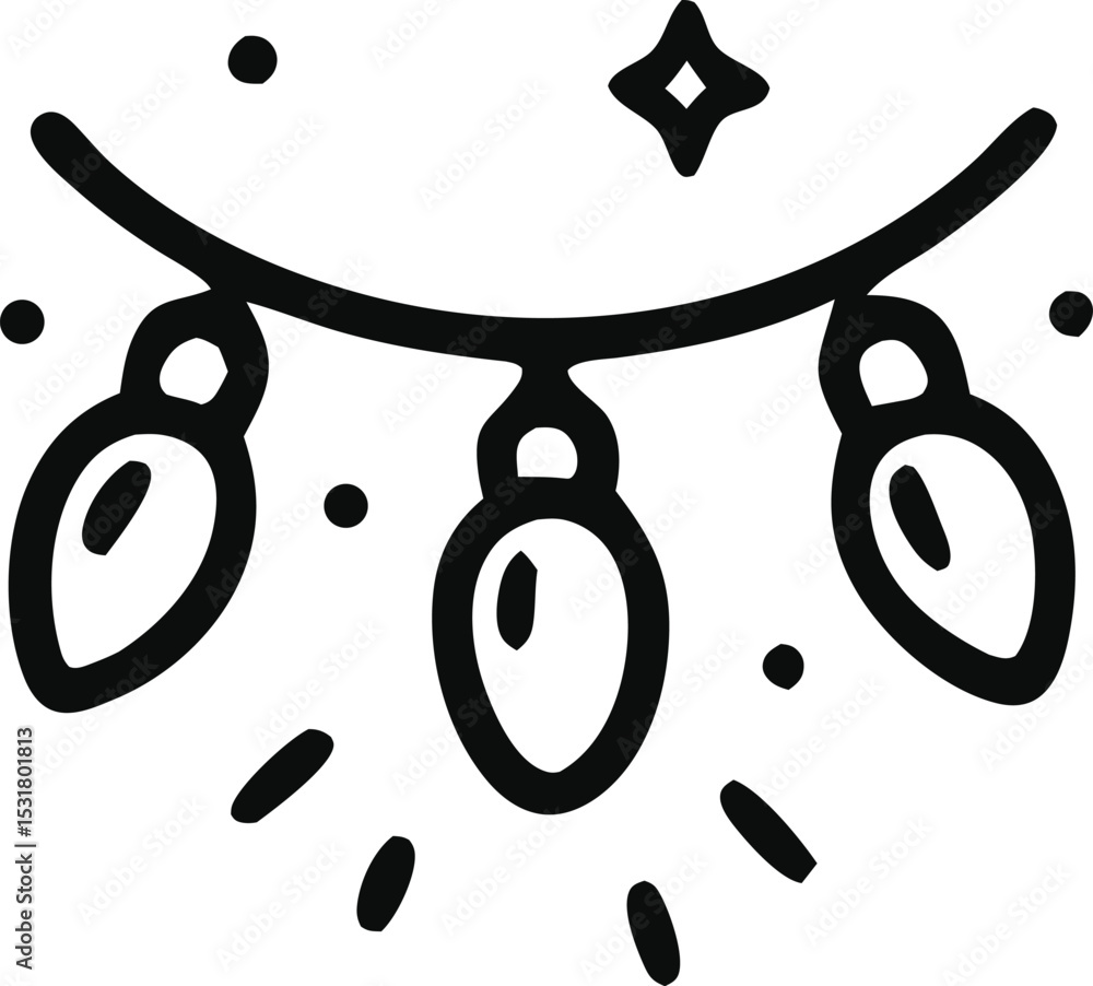 Poster icon festive holiday string lights with a star creating a cheerful ambiance vector graphic for desig