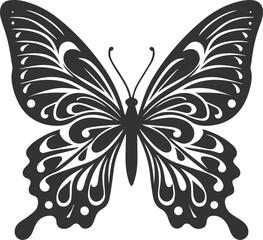 Vector illustration of a butterfly black drawing silhouette