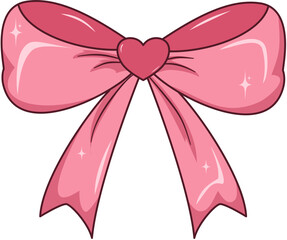 Elegant Pink Ribbon Bow Illustration, Pink Ribbon Bow for Decoration
