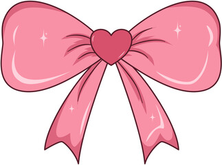 Elegant Pink Ribbon Bow Illustration, Pink Ribbon Bow for Decoration