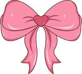 Elegant Pink Ribbon Bow Illustration, Pink Ribbon Bow for Decoration