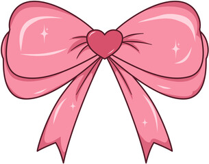 Elegant Pink Ribbon Bow Illustration, Pink Ribbon Bow for Decoration