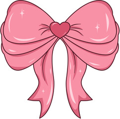 Elegant Pink Ribbon Bow Illustration, Pink Ribbon Bow for Decoration