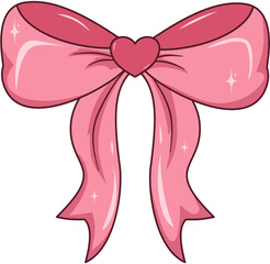 Elegant Pink Ribbon Bow Illustration, Pink Ribbon Bow for Decoration
