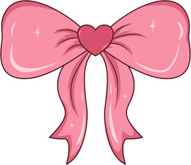 Elegant Pink Ribbon Bow Illustration, Pink Ribbon Bow for Decoration