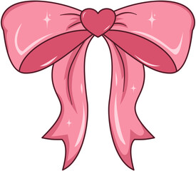 Elegant Pink Ribbon Bow Illustration, Pink Ribbon Bow for Decoration