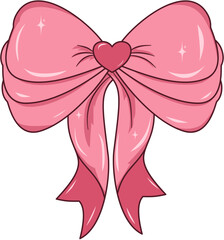 Elegant Pink Ribbon Bow Illustration, Pink Ribbon Bow for Decoration