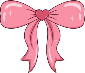 Elegant Pink Ribbon Bow Illustration, Pink Ribbon Bow for Decoration