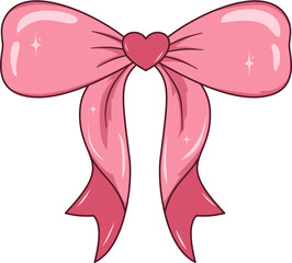 Elegant Pink Ribbon Bow Illustration, Pink Ribbon Bow for Decoration