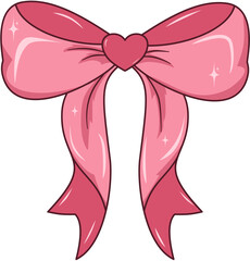 Elegant Pink Ribbon Bow Illustration, Pink Ribbon Bow for Decoration