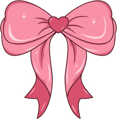 Elegant Pink Ribbon Bow Illustration, Pink Ribbon Bow for Decoration