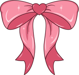 Elegant Pink Ribbon Bow Illustration, Pink Ribbon Bow for Decoration
