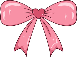 Elegant Pink Ribbon Bow Illustration, Pink Ribbon Bow for Decoration