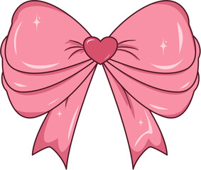 Elegant Pink Ribbon Bow Illustration, Pink Ribbon Bow for Decoration