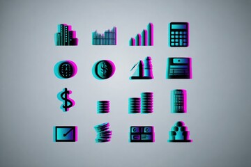 Business icons in a grid