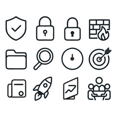 Business Security and Startup Icon Set - Outline Vector