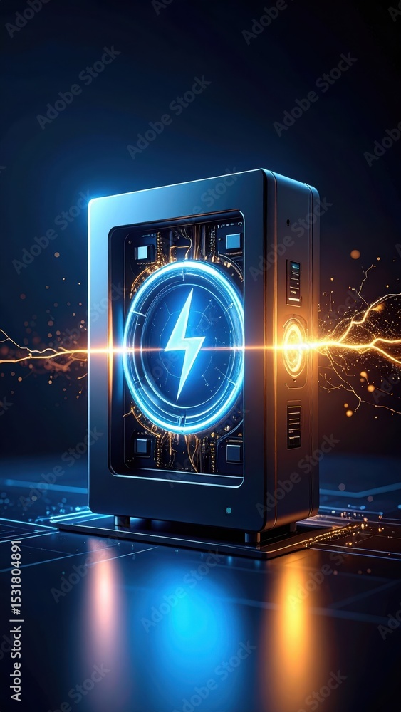 Poster high technology power supply unit with lightning effect and digital display