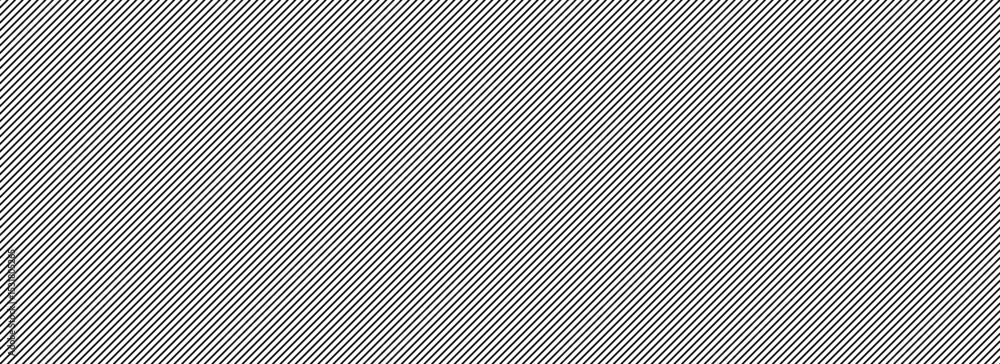 Poster Thin slash line seamless pattern. Repeated fine diagonal lines background. Black and white linear wallpaper. Abstract tilted slanted stripes backdrop. Repeating oblique strip texture overlay. Vector