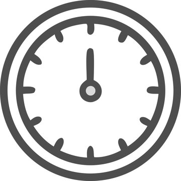 Icon Minimalistic clock illustration showing twelve o'clock midnight or noon with time management concept and deadline reminder