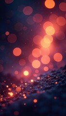 Soft, glowing orbs of warm light blur beautifully , amber, shine