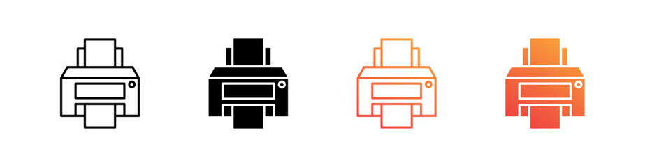 Printer Multiple Style Icon Set 