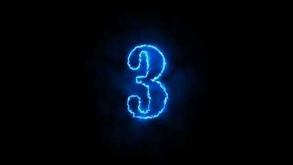 Naklejka premium Number 5 neon thunder sign on black background