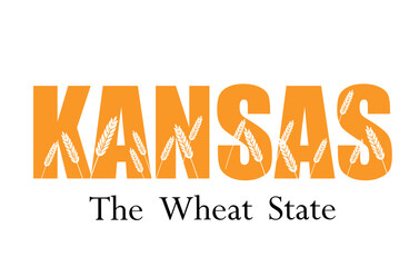 Kansas Text with Wheat Pattern Perfect for Print, Apparel, etc