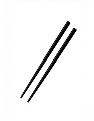 Close Up of Black Chopsticks on White Background Perfect for Dining and Cuisine Themes