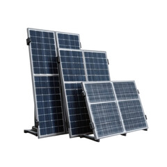 Fototapeta premium Multiple solar panels on stands isolated on transparent background