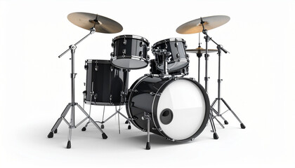 Professional Black Drum Kit Set Ready for a Gig Studio Recording Session