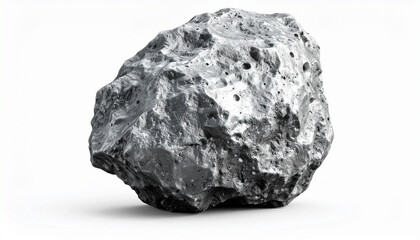 Large Gray Meteorite Isolated on White Background A Rough and Rocky Space Rock Texture