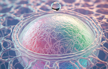 Microscopic view Cell embryo or Mitosis. Mesmerizing and ephemeral art Copy space for greeting card, poster, banner, book, presentation and report title.