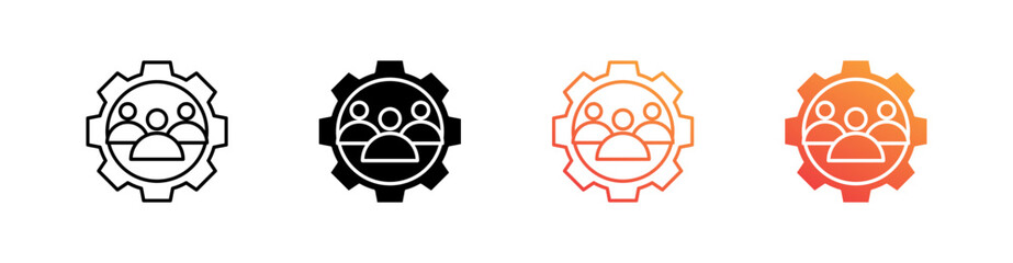 Teamwork Multiple Style Icon Set 