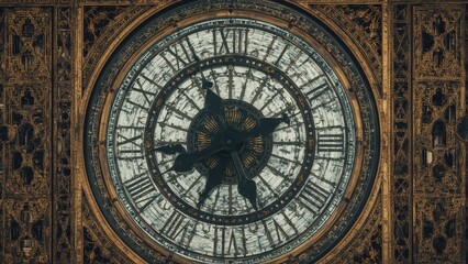 Obraz premium Antique Ornate Clock Face Intricate Details and Aged Patina