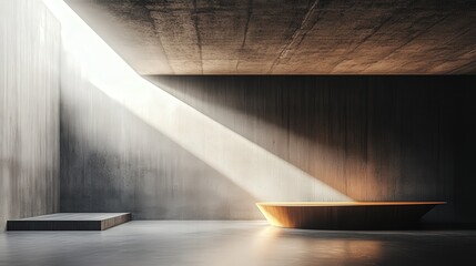 Minimalist Bathroom with Modern Bathtub and Dramatic Lighting Effect