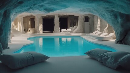 Serene Ice Cave Spa Retreat with Pool and Relaxation Area