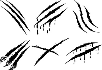 Vector Claw Marks Scratch Blood Set