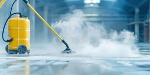 Industrial Floor Cleaning: Steam Machine in Action