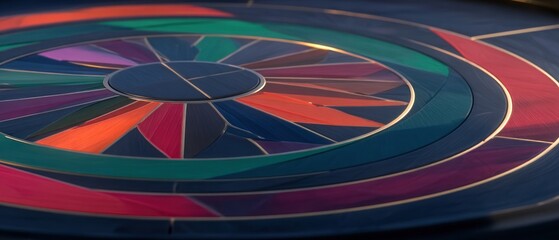 Colorful circular design with concentric bands