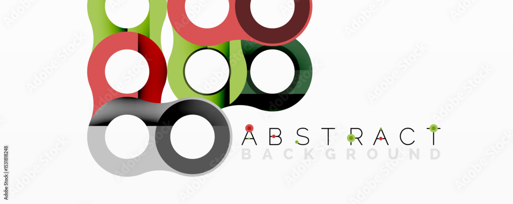 Aufkleber Colorful overlapping circles create modern abstract design. Simple shapes, bright hues, clean aesthetic. Background element for projects.