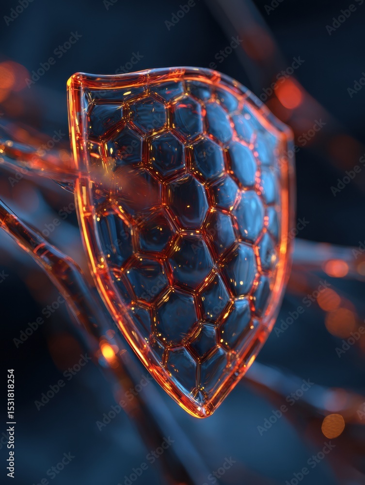Aufkleber Antivirus Shield Pulsating to Deflect Phishing Bug With a Clear Top Third Background