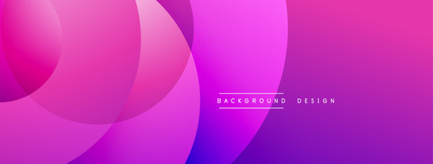 Abstract pink purple gradient background. Overlapping circles create dynamic visual effect. Modern design element for banners, headers.