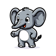 Naklejka premium Adorable Baby Elephant Cartoon Illustration: A charming and playful depiction of a young elephant, perfect for children's books or whimsical designs.